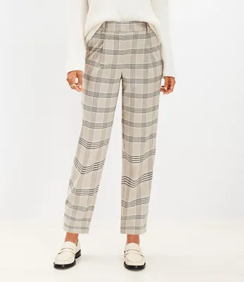 Petite Pleated Tapered Pants Shimmer Plaid