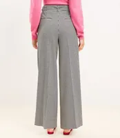 Petite Belted Wide Leg Pants Houndstooth