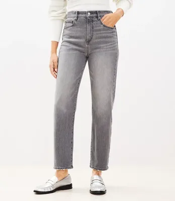 High Rise Straight Jeans Vintage Grey Wash