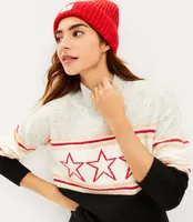 Lou & Grey Star Stripe Mock Neck Sweater