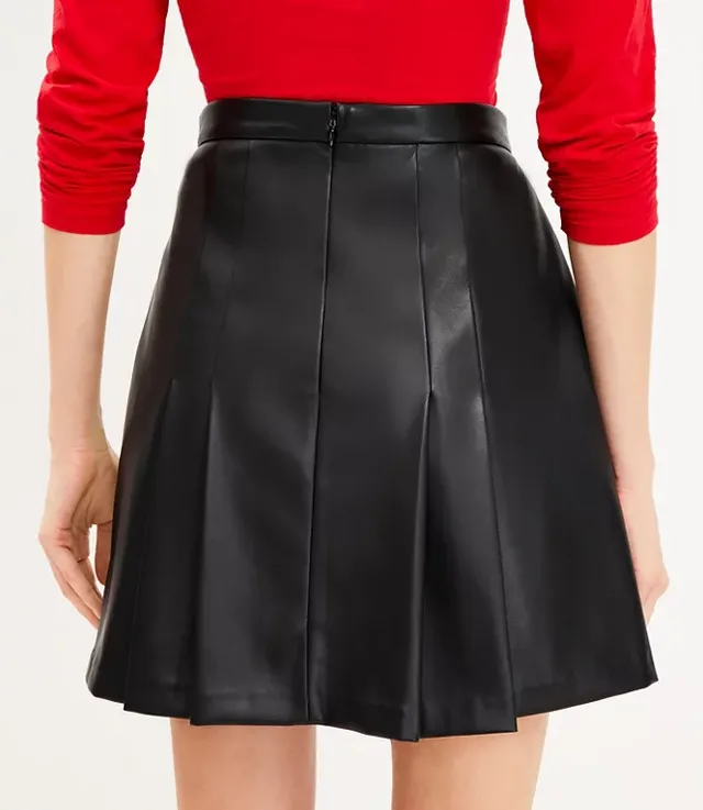 Seamed Faux Leather Skirt