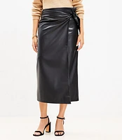 Petite Faux Leather Wrap Skirt