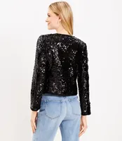 Petite Sequin Crew Neck Jacket