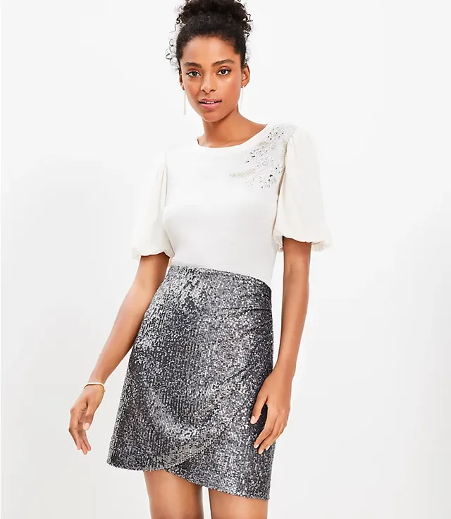 Sequin Fringe Shift Skirt