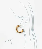 Tortoiseshell Print Beaded Hoop Earrings