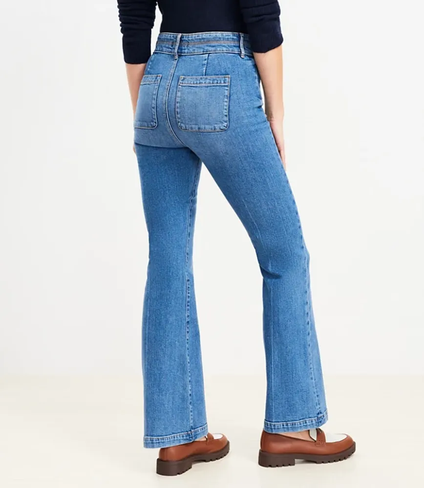 High Rise Slim Flare Jeans Vintage Mid Indigo Wash