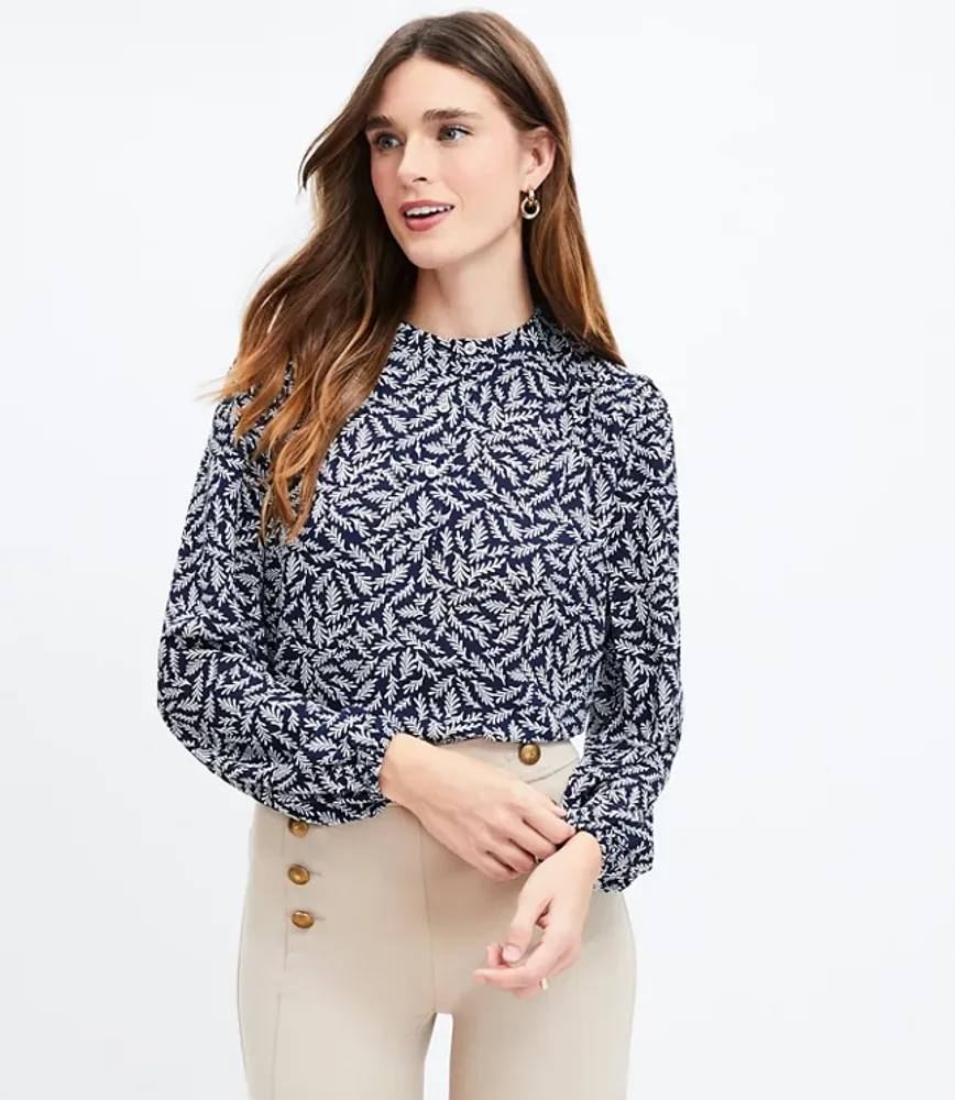 Fern Stand Collar Henley Blouse