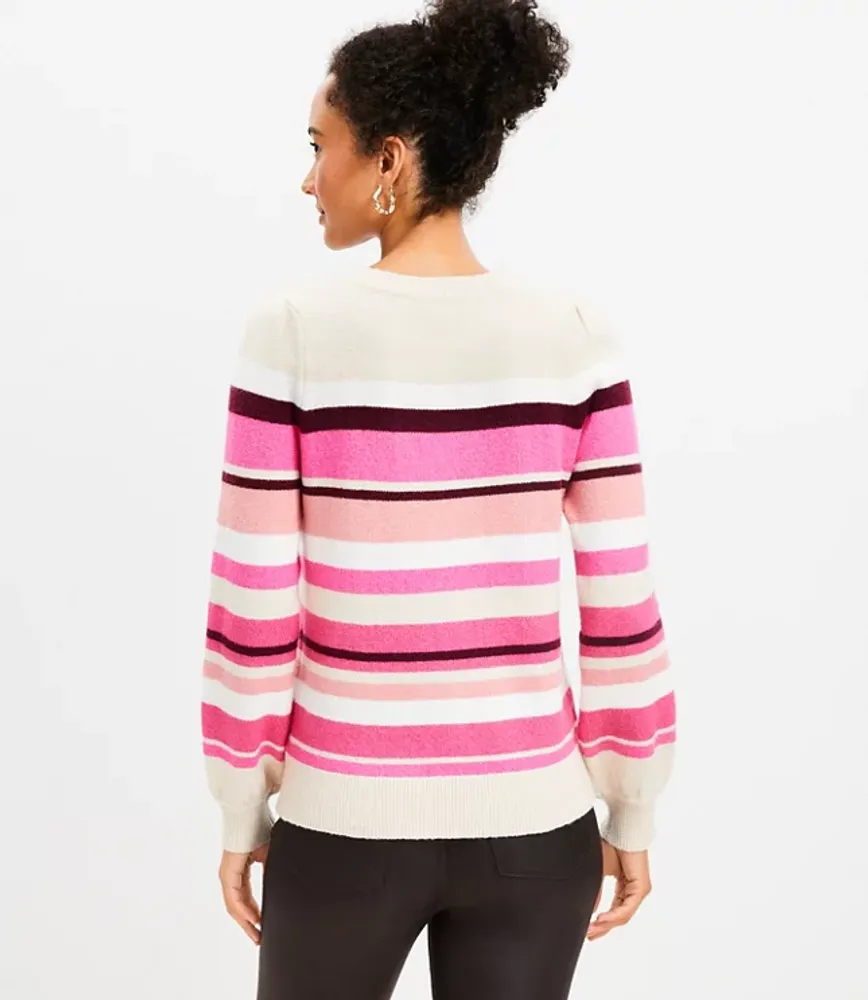 Petite Stripe Relaxed V-Neck Sweater