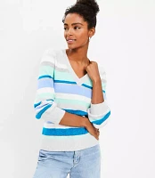 Petite Stripe Relaxed V-Neck Sweater