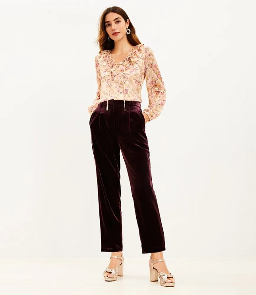 Petite Pleated Tapered Pants Velvet