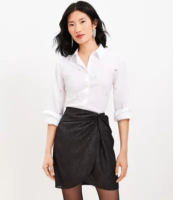Petite Shimmer Stripe Twist Shift Skirt