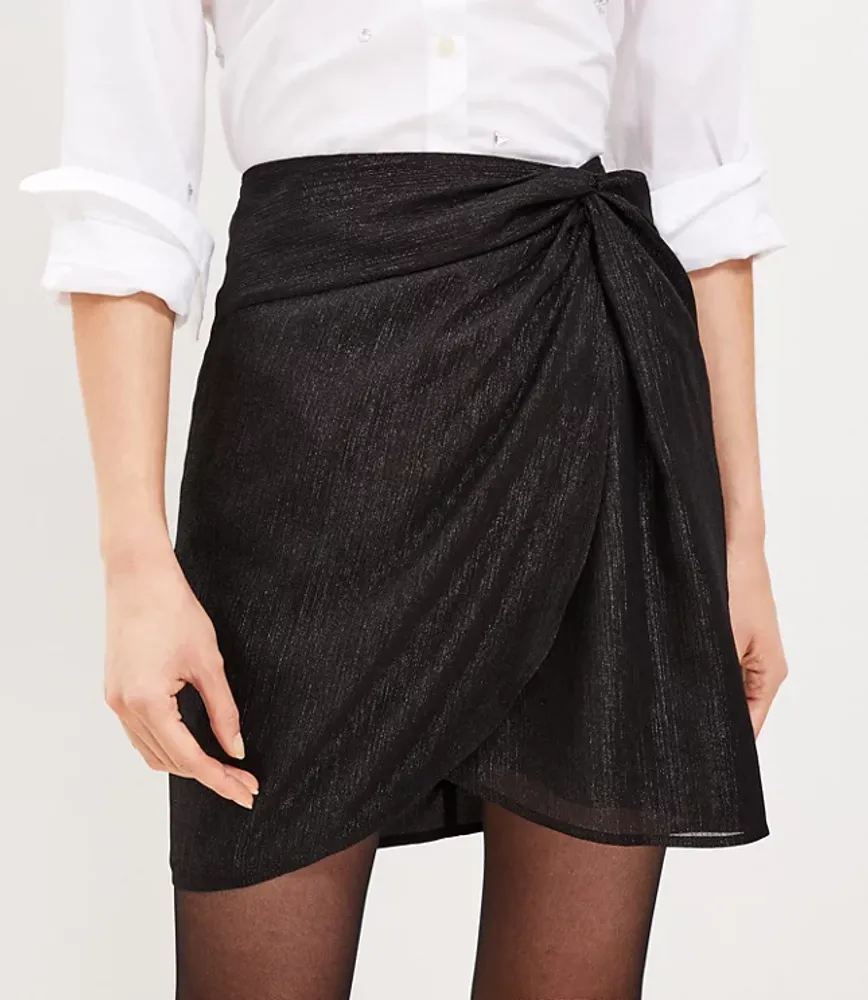 Shimmer Stripe Twist Shift Skirt