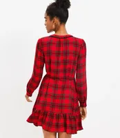 Petite Shimmer Plaid Flounce Swing Dress