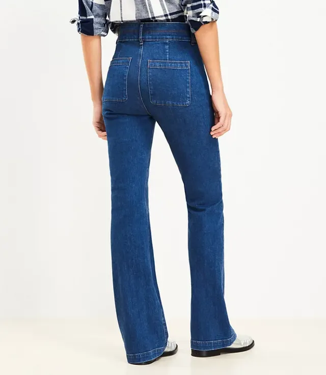 High Rise Slim Flare Jeans in Rich Dark Indigo Wash