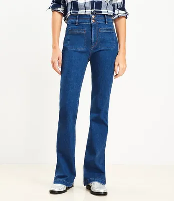 High Rise Slim Flare Jeans Rinse Wash