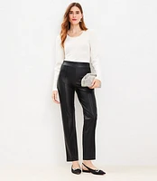 Tall Pull On Straight Pants Faux Leather