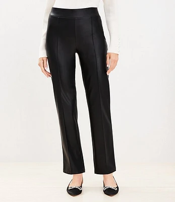 Tall Pull On Straight Pants Faux Leather