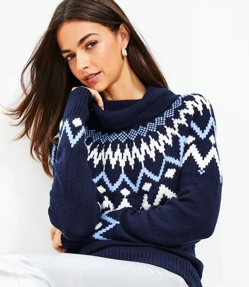 Petite Fair Isle Turtleneck Tunic Sweater