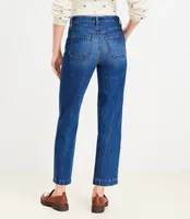 Petite High Rise Utility Straight Jeans Dark Stone Wash