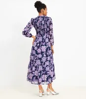 Floral Clip Smocked Tiered Maxi Dress