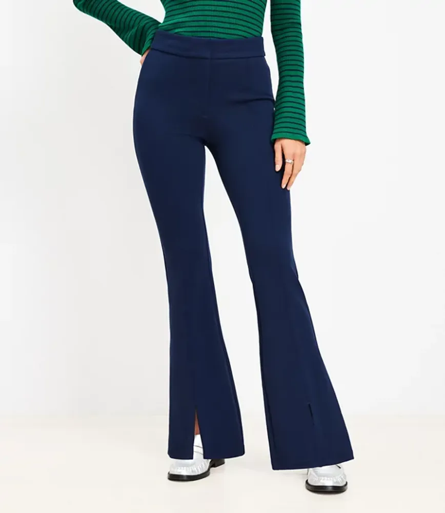 Petite Split Hem Flare Pants Twill