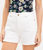 Denim Cut Off Shorts White