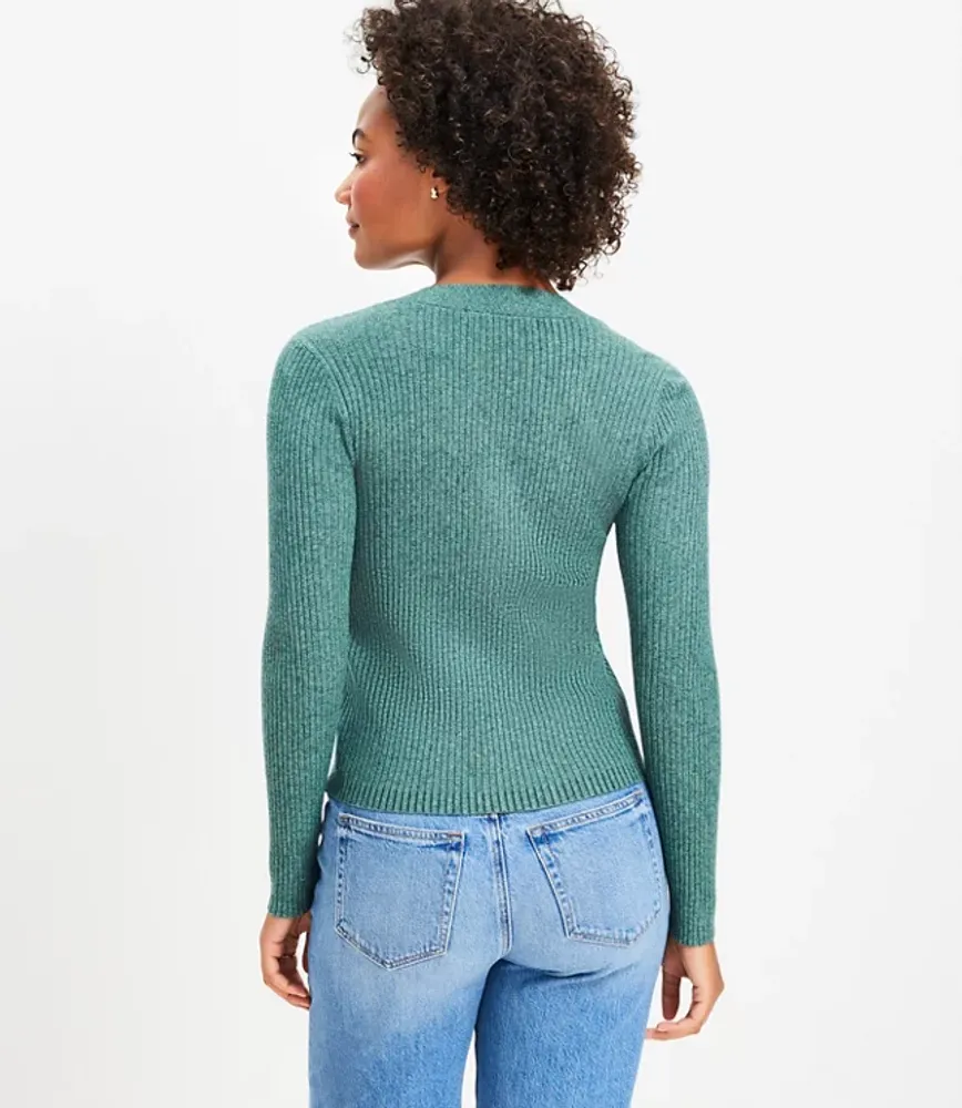 Marled Ribbed Henley Sweater