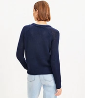 Open Stitch Split Neck Sweater