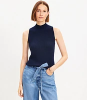 Ribbed Mock Neck Sleeveless Sweater