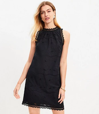 Eyelet Lace Trim Sheath Dress