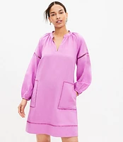 Cutout Linen Blend Pocket Dress