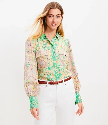 Floral Crepe Utility Shirt