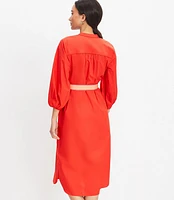 Poplin Belted Midi Dress