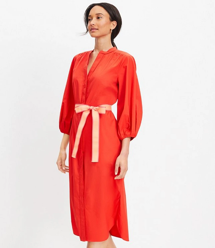 Poplin Belted Midi Dress