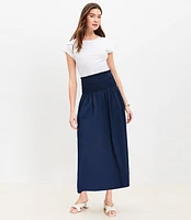 Poplin Smocked Maxi Skirt