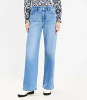 Curvy High Rise Wide Leg Jeans Bright Mid Indigo Wash