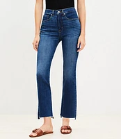 Step Hem High Rise Kick Crop Jeans Classic Mid Wash