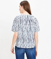 Painted Stripe Tasseled V-Neck Blouse