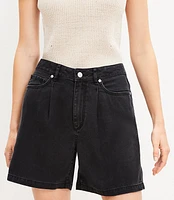 A-Line Denim Shorts Washed Black