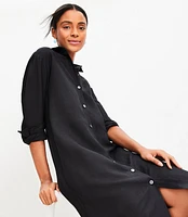 Linen Blend Pocket Maxi Shirtdress