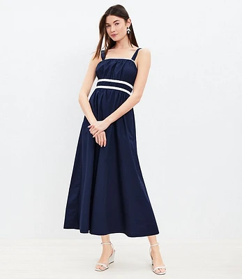 Poplin Shirred Strappy Pocket Maxi Dress