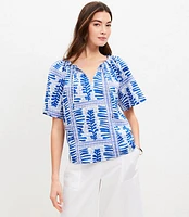 Fern Stripe Tasseled V-Neck Blouse