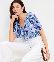 Fern Stripe Tasseled V-Neck Blouse