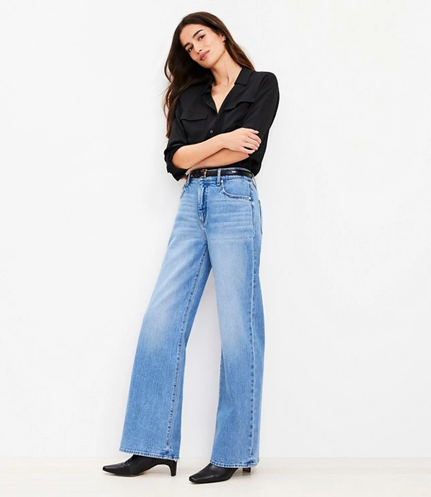 Tall High Rise Wide Leg Jeans Bright Mid Indigo Wash