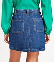 Petite Patch Pocket Denim Skirt Dark Indigo Wash