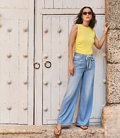 High Rise Palazzo Jeans Light Wash