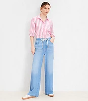 High Rise Palazzo Jeans Light Wash