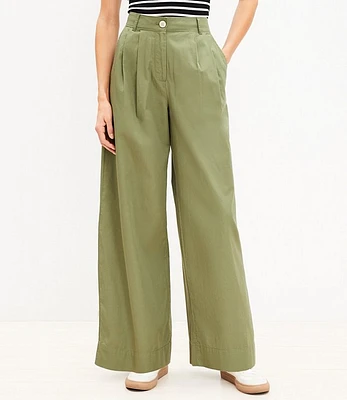 Petite Poplin Wide Leg Pants