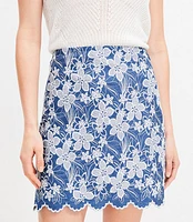 Embroidered Scalloped Shift Skirt