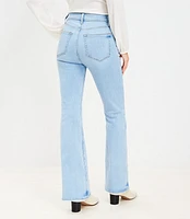 Curvy Let Down Hem High Rise Slim Flare Jeans Bright Mid Indigo Wash